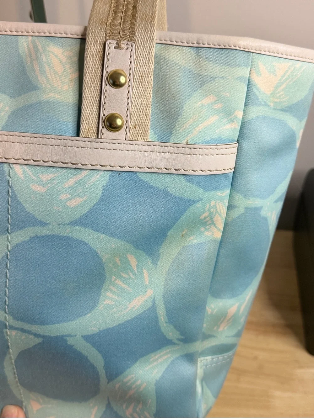 Coach Hampton Scribble Tote Bag in Blue VINTAGE